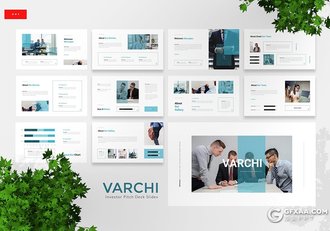 30页蓝色国外简约风格企业项目合作团队介绍通用PPT模板 - 顶尖PPT