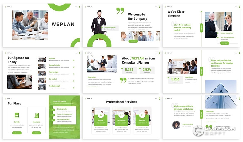 30页扁平化国外商务风格企业团队介绍多用途PPT模板3种主题配色 - 顶尖PPT