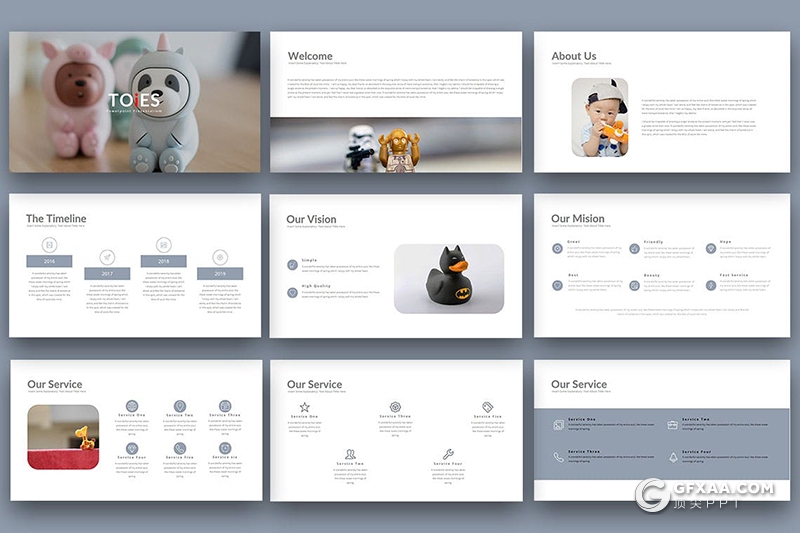 30页扁平化儿童玩具行业数据分析产品宣传keynote模板 - 顶尖PPT