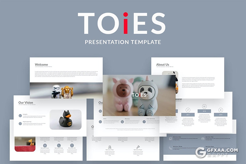 30页扁平化儿童玩具行业数据分析产品宣传keynote模板 - 顶尖PPT