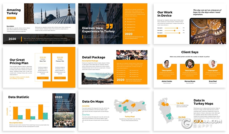 30页企业介绍项目展示项目推广合作国外商务PPT模板5种主题配色 - 顶尖PPT