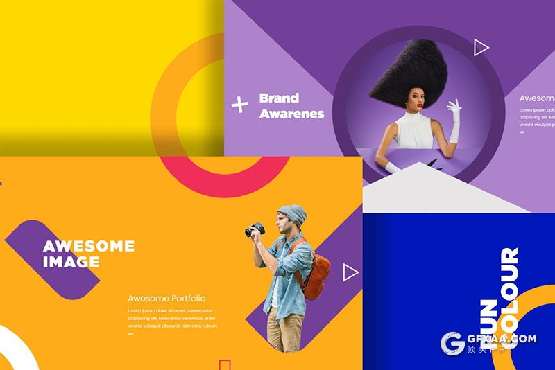 30页国外彩色时尚杂志风格PPT模板 - 顶尖PPT