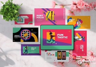 30页国外彩色时尚杂志风格Google slides模板 - 顶尖PPT