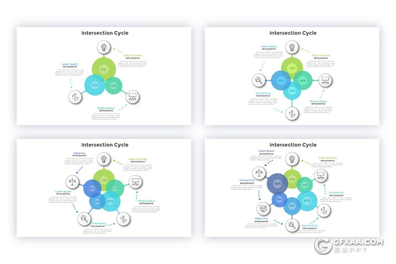 44页蓝绿配色微立体风格创意商务信息图形PPT动画模板 - 顶尖PPT