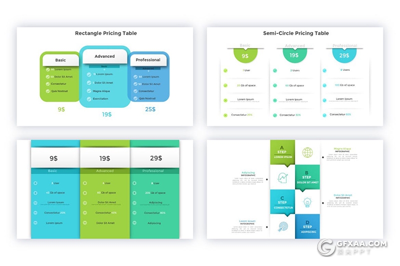 44页蓝绿配色微立体风格创意商务信息图形PPT动画模板 - 顶尖PPT