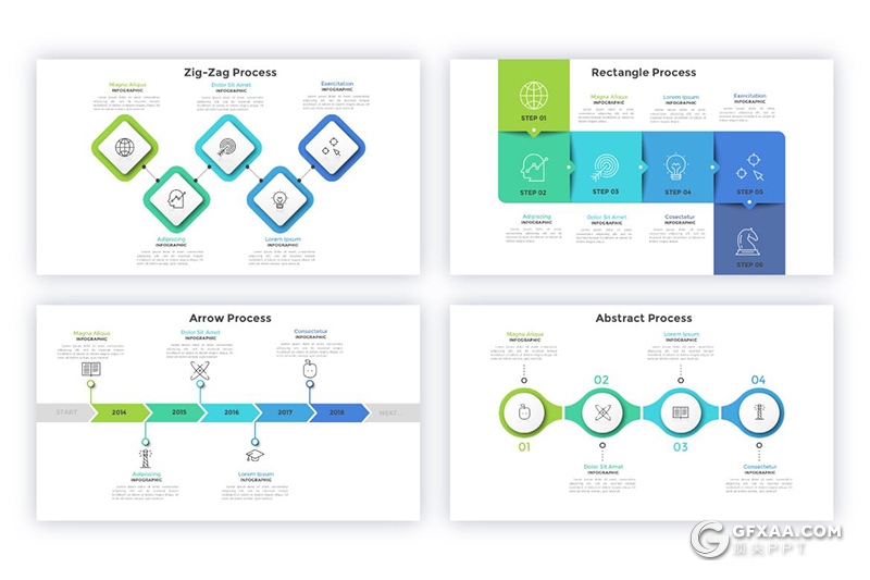 44页蓝绿配色微立体风格创意商务信息图形PPT动画模板 - 顶尖PPT