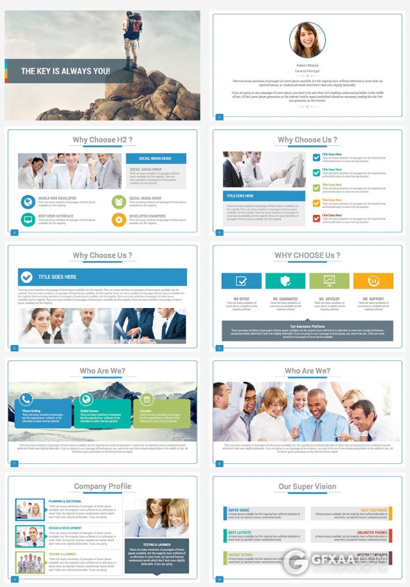 50页商务团队介绍多种图表报告PPT模板 - 顶尖PPT