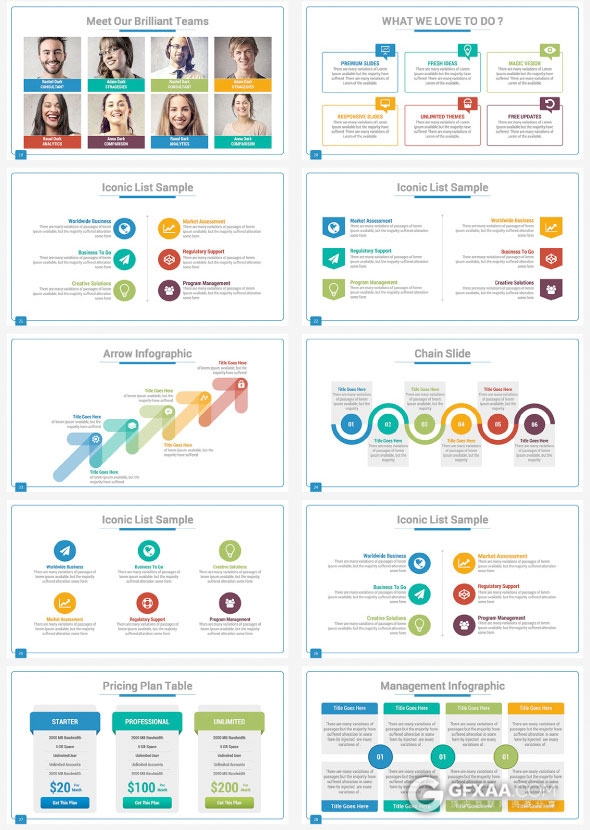 50页商务团队介绍多种图表报告PPT模板 - 顶尖PPT