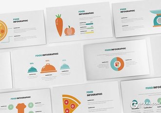 30页扁平化彩色食品信息图形Google slides模板 - 顶尖PPT