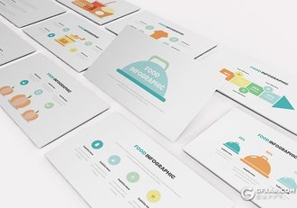 30页扁平化彩色食品信息图形keynote模板 - 顶尖PPT