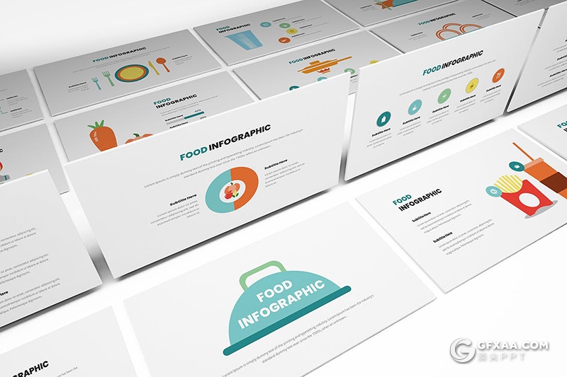 30页扁平化彩色食品信息图形PPT模板 - 顶尖PPT