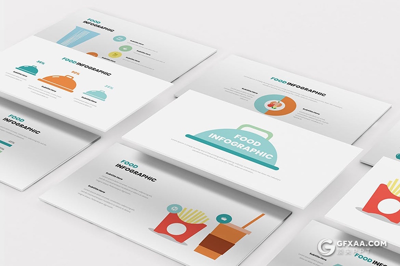 30页扁平化彩色食品信息图形PPT模板 - 顶尖PPT