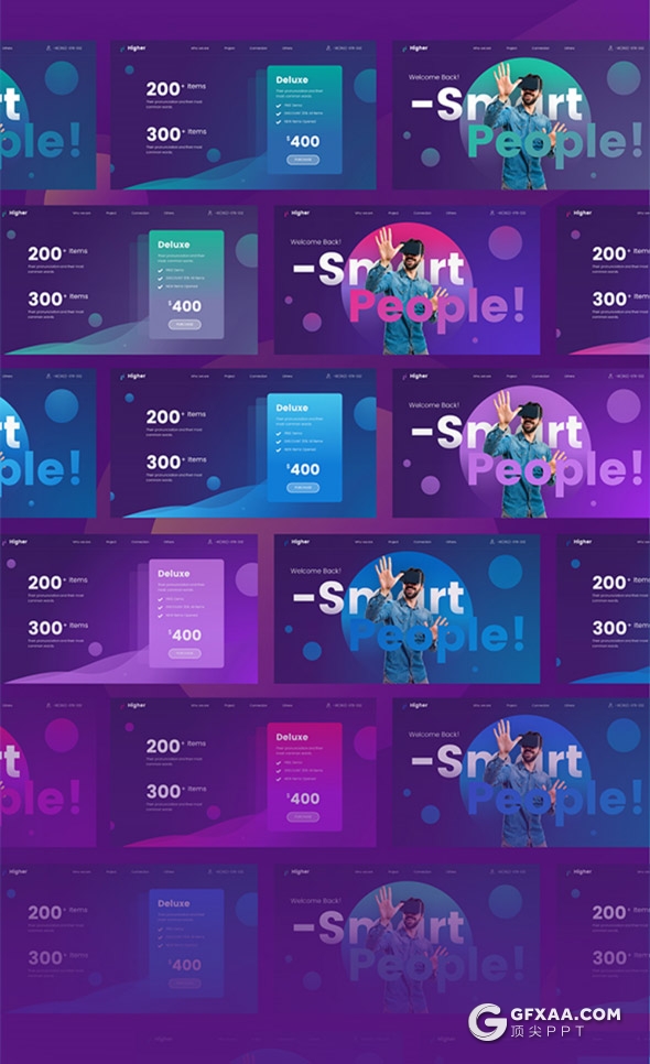 81页国外高端创意动画效果虚拟VR科技宇宙探索未来科技PPT模板11种主题配色2种尺寸 - 顶尖PPT