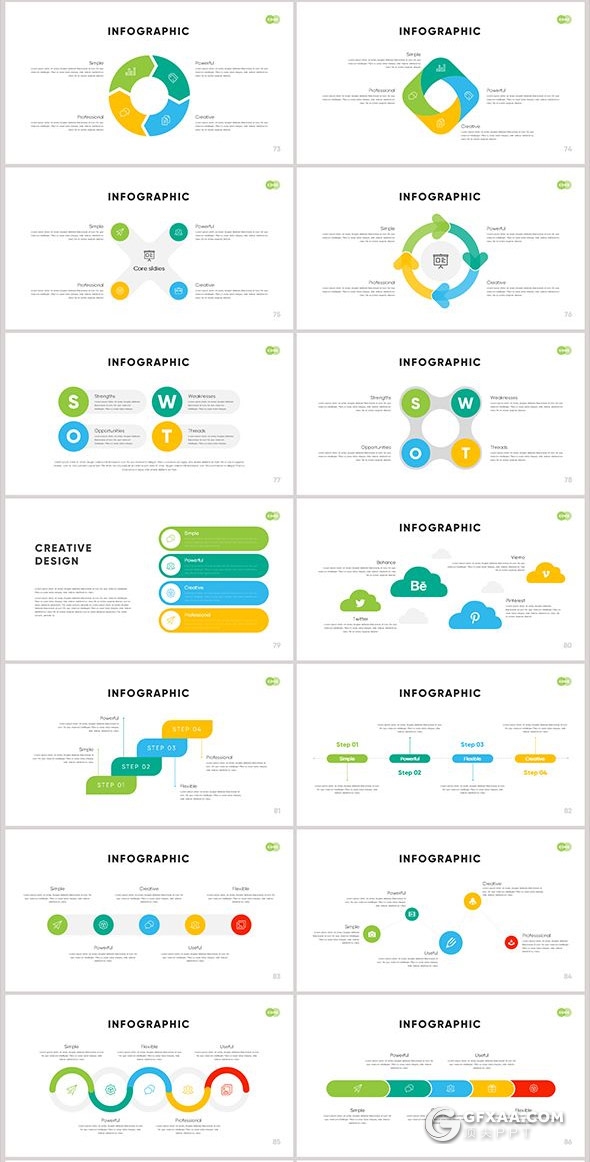 130页国外扁平化商务公司企业宣传工作项目汇报数据统计PPT动画模板 - 顶尖PPT
