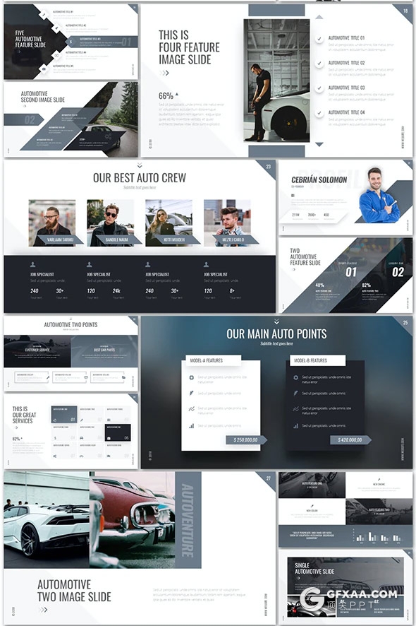 65页汽车维修汽车保养服务4S店汽车销售推广国外高端keynote模板11种主题配色 - 顶尖PPT