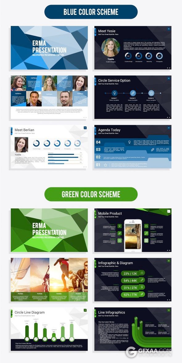 115页低多边形风格PPT模板6种配色方案 - 顶尖PPT