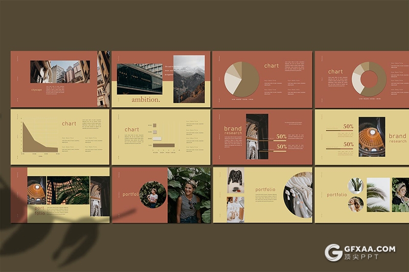 30页复古配色风格摄影模特美图展示PPT模板 - 顶尖PPT