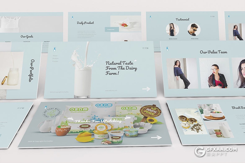30页新鲜牛奶产品宣传推广keynote模板 - 顶尖PPT