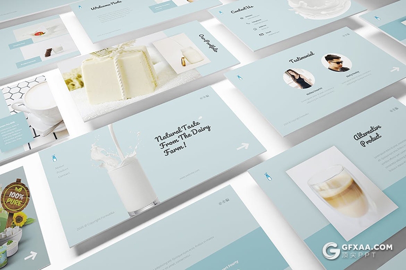 30页新鲜牛奶产品宣传推广keynote模板 - 顶尖PPT