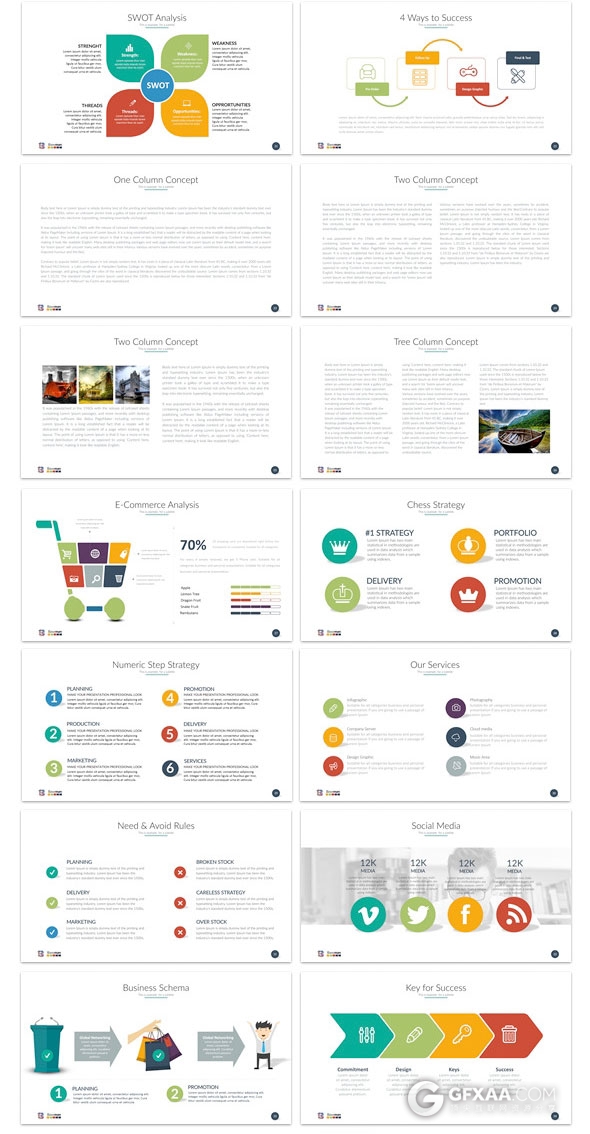 150页扁平化多图表商务汇报总结PPT模板 - 顶尖PPT