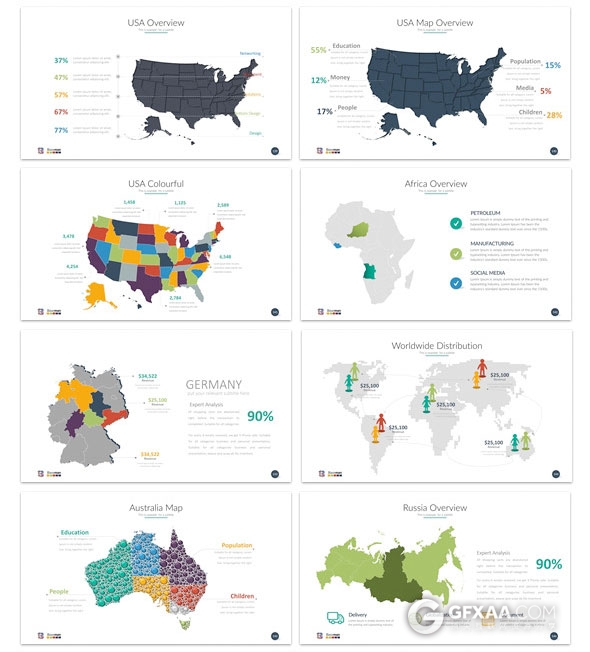 150页扁平化多图表商务汇报总结PPT模板 - 顶尖PPT