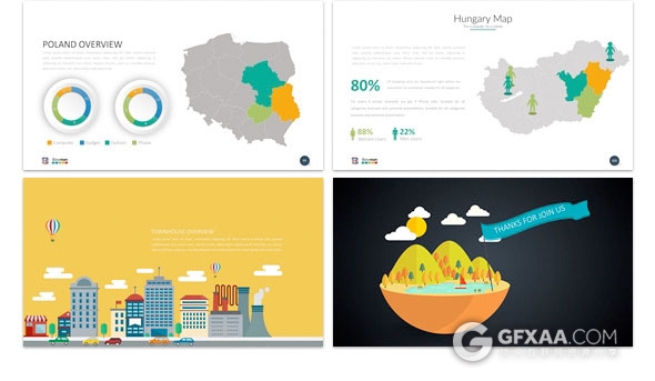 150页扁平化多图表商务汇报总结PPT模板 - 顶尖PPT