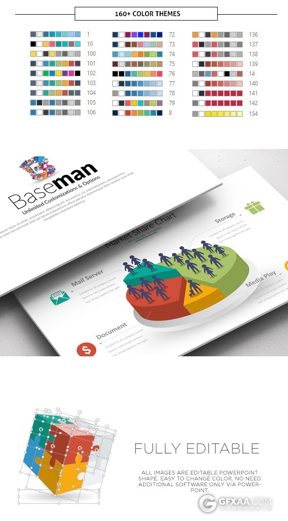 150页扁平化多图表商务汇报总结PPT模板 - 顶尖PPT