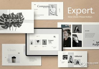 30页简约风格时尚模特写真时尚服装秀展示keynote模板 - 顶尖PPT