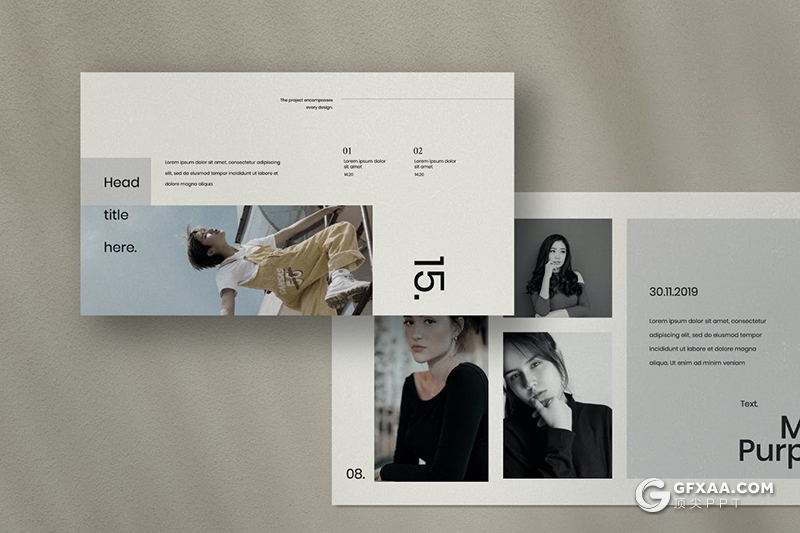 30页简约风格时尚模特写真时尚服装秀展示keynote模板 - 顶尖PPT