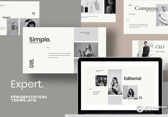 30页简约风格时尚模特写真时尚服装秀展示PPT模板 - 顶尖PPT