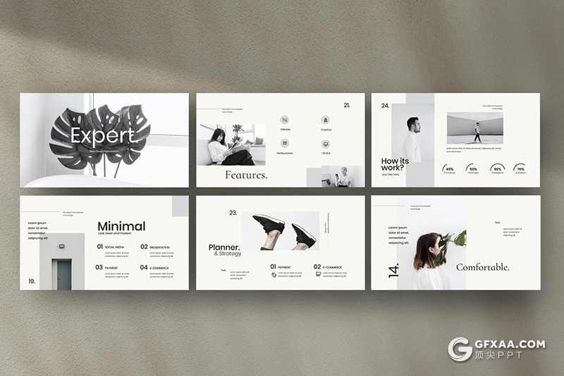 30页简约风格时尚模特写真时尚服装秀展示keynote模板 - 顶尖PPT