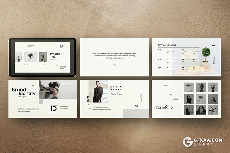 30页简约风格时尚模特写真时尚服装秀展示keynote模板 - 顶尖PPT