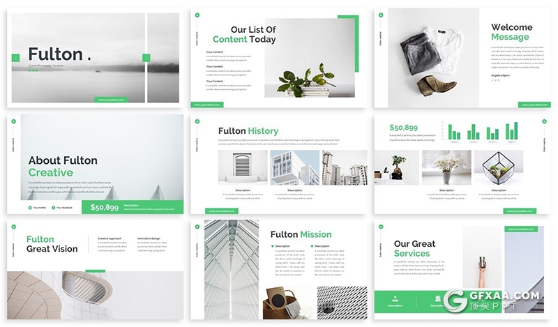 30页扁平化简约风格室内装修设计作品展示PPT模板 - 顶尖PPT