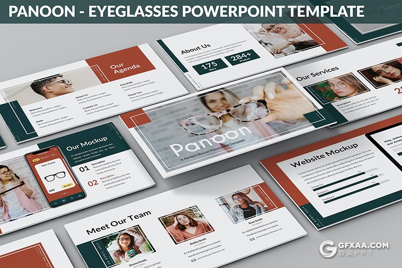 30页国外简约ppt眼镜行业产品产品发布新品推广宣传PPT模板3种配色 - 顶尖PPT