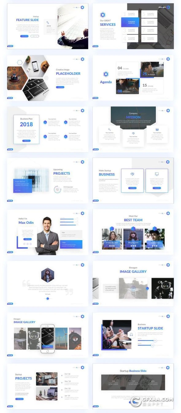 60页国外商务风格企业介绍年终项目报告工作总结计划PPT模板10种主题配色 - 顶尖PPT