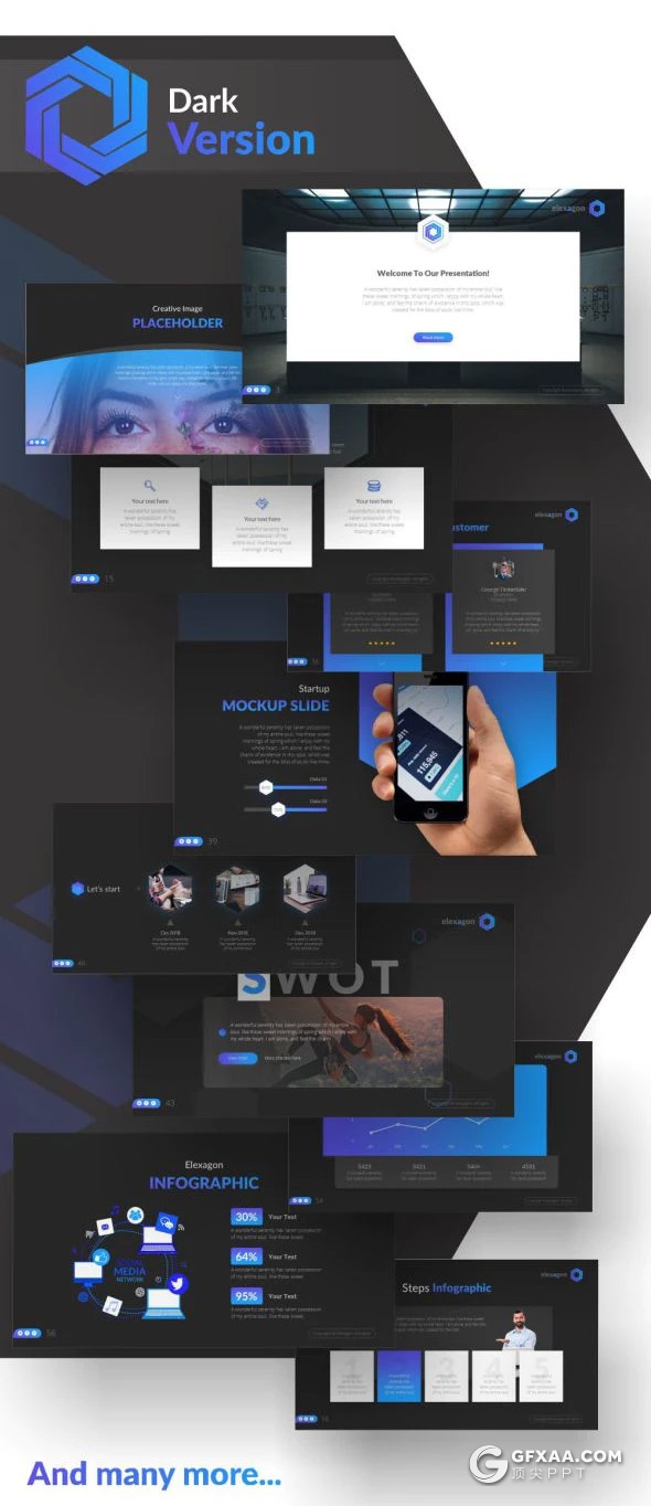 60页国外商务风格企业介绍年终项目报告工作总结计划PPT模板10种主题配色 - 顶尖PPT