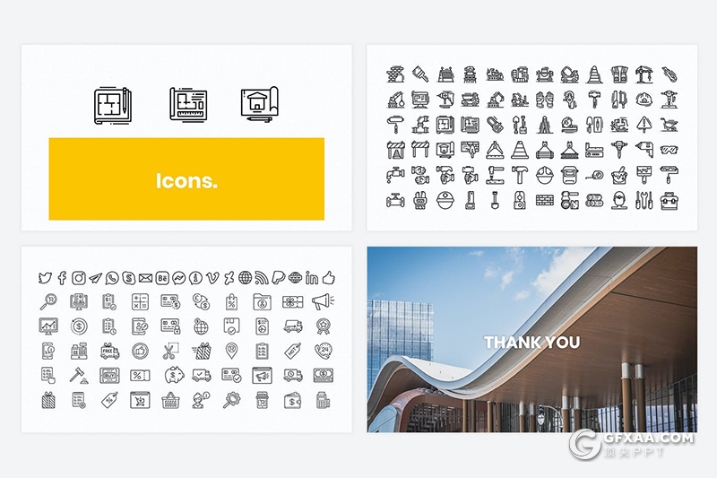 40页国外扁平化简约风格企业公司宣传介绍通用Google slides模板 - 顶尖PPT