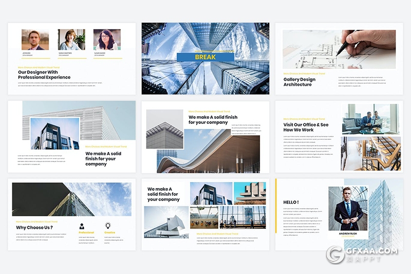 40页国外扁平化简约风格企业公司宣传介绍通用Google slides模板 - 顶尖PPT