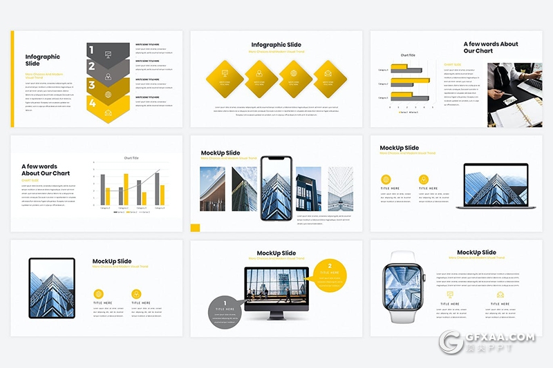 40页国外扁平化简约风格企业公司宣传介绍通用Google slides模板 - 顶尖PPT