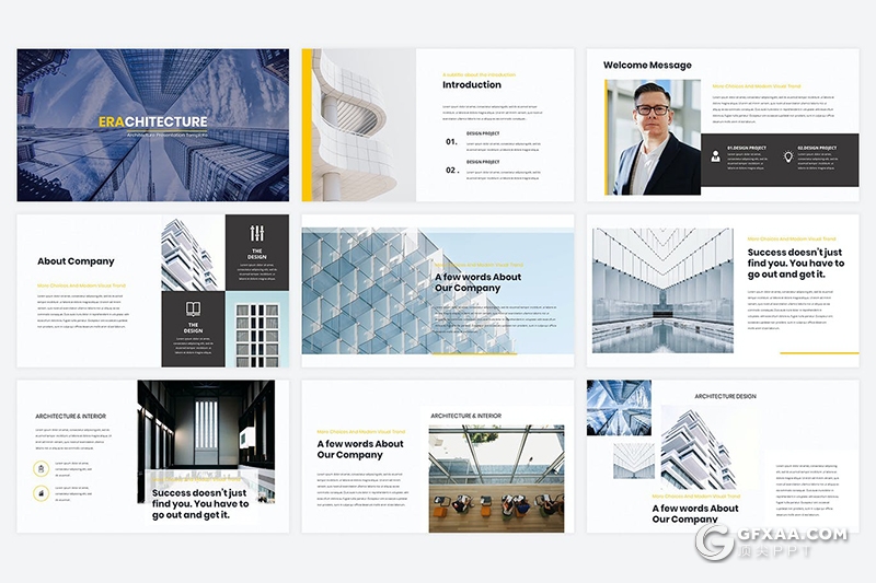 40页国外扁平化简约风格企业公司宣传介绍通用Google slides模板 - 顶尖PPT