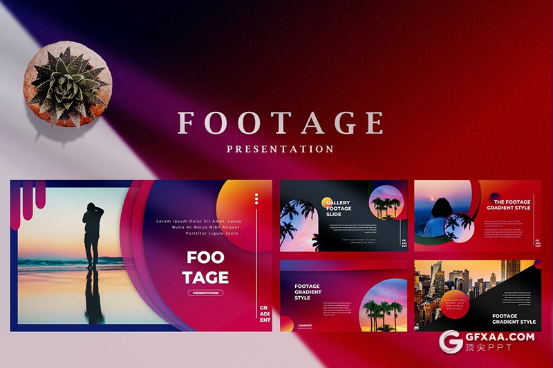 35页精美渐变配色国外简约文艺通用PPT模板 - 顶尖PPT