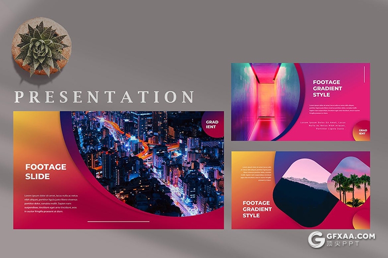 35页精美渐变配色国外简约文艺通用keynote模板 - 顶尖PPT
