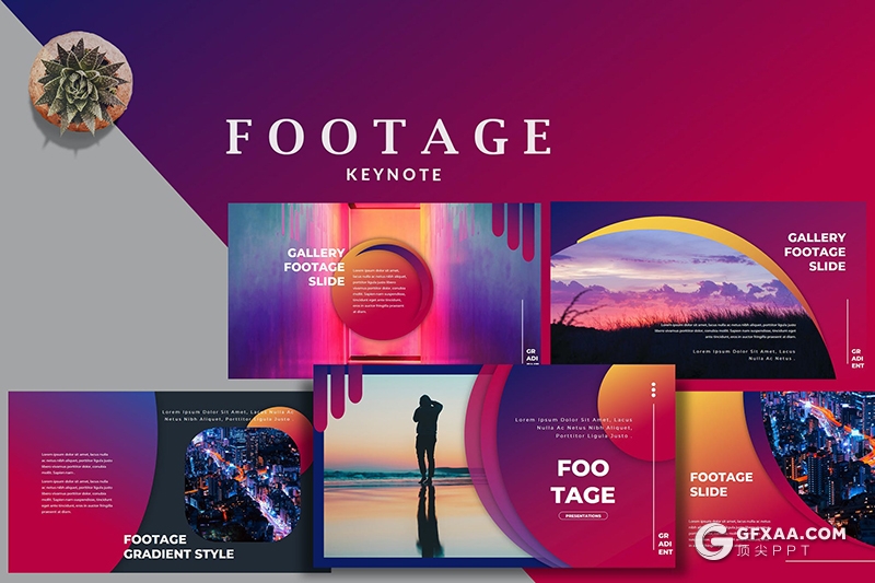 35页精美渐变配色国外简约文艺通用keynote模板 - 顶尖PPT