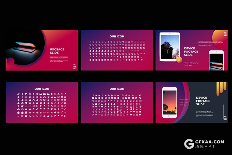 35页精美渐变配色国外简约文艺通用keynote模板 - 顶尖PPT