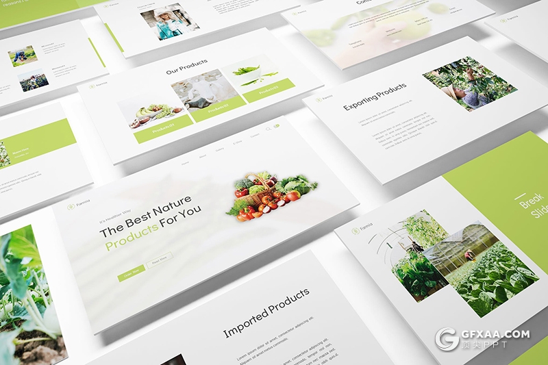 30页扁平化农产宣传介绍农业种植介绍keynote模板 - 顶尖PPT