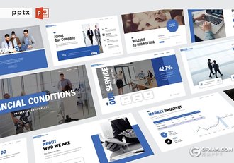 30页蓝色扁平化商务团队企业介绍项目合作工作总结PPT模板 - 顶尖PPT