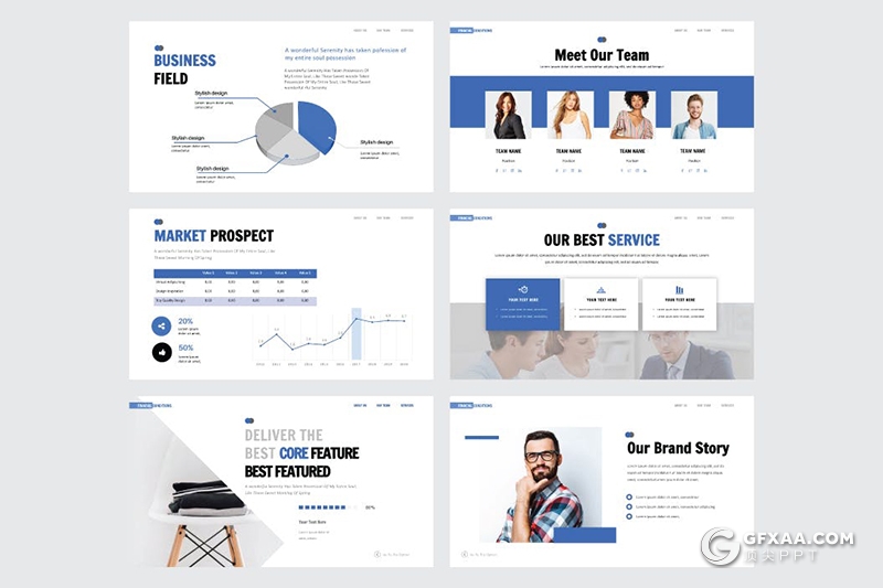 30页蓝色扁平化商务团队企业介绍项目合作工作总结PPT模板 - 顶尖PPT