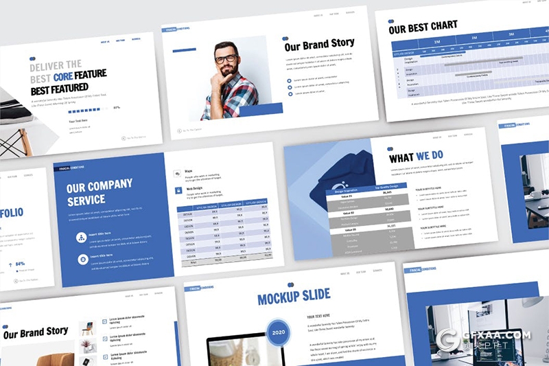 30页蓝色扁平化商务团队企业介绍项目合作工作总结PPT模板 - 顶尖PPT