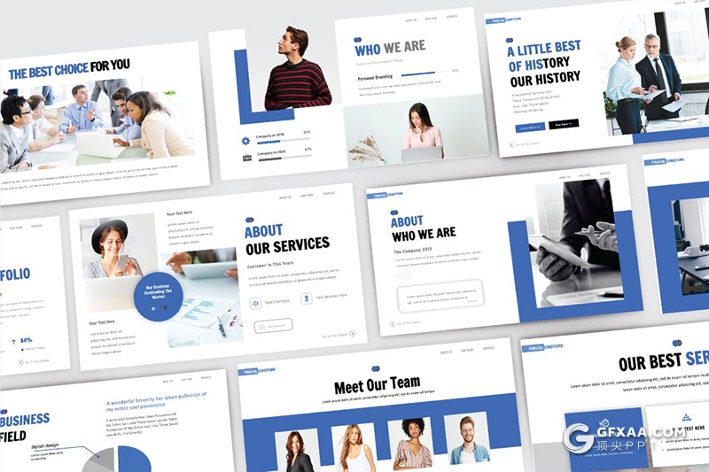 30页蓝色扁平化商务团队企业介绍项目合作工作总结keynote模板 - 顶尖PPT