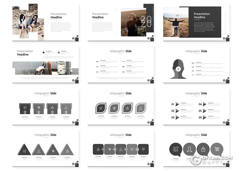 30页扁平化简约风格国外商务团队介绍共总结计划PPT模板5种主题配色 - 顶尖PPT